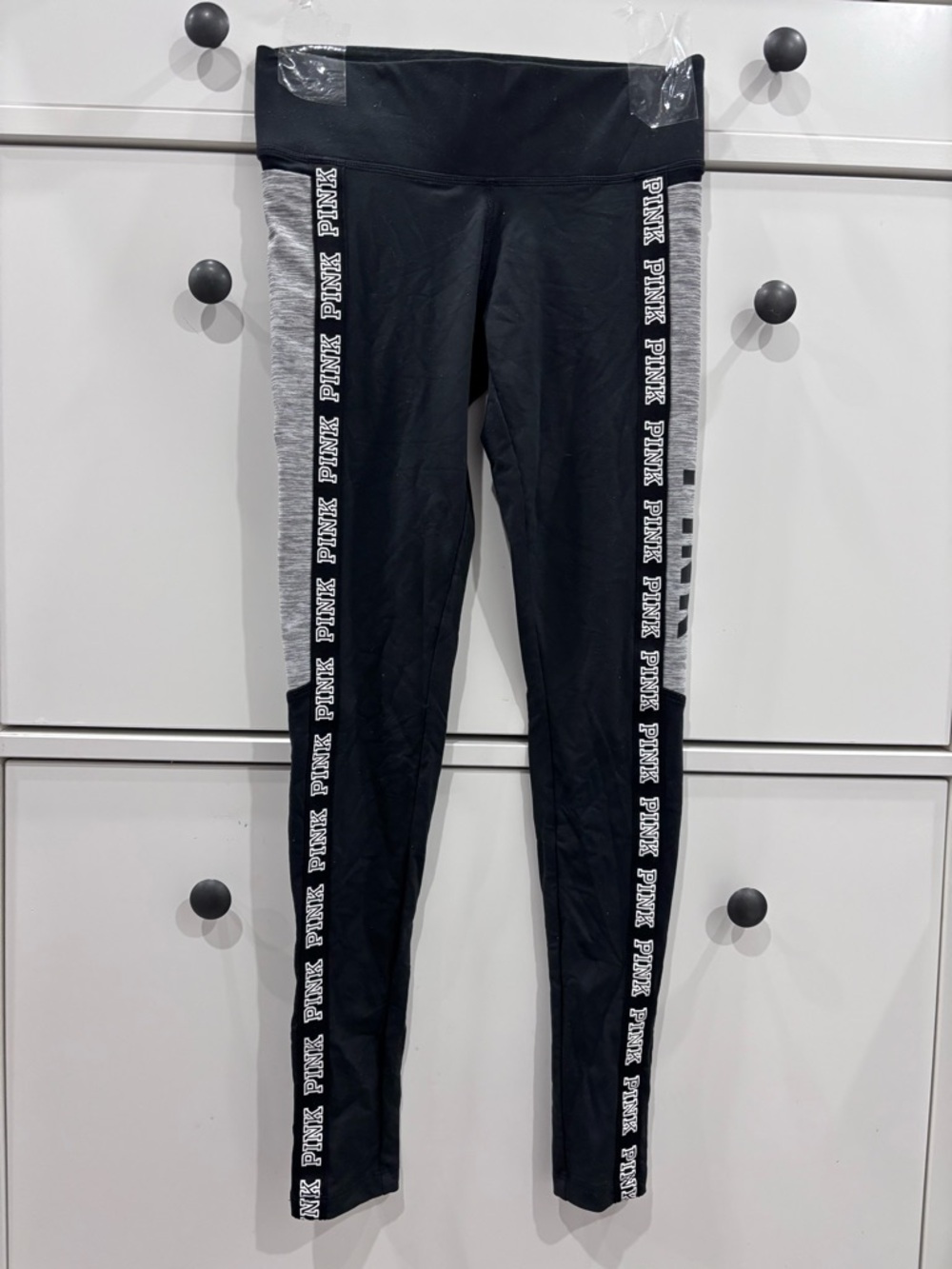 PINK Victoria's Secret Black & Gray Logo Side-Panel Girls' Leggings